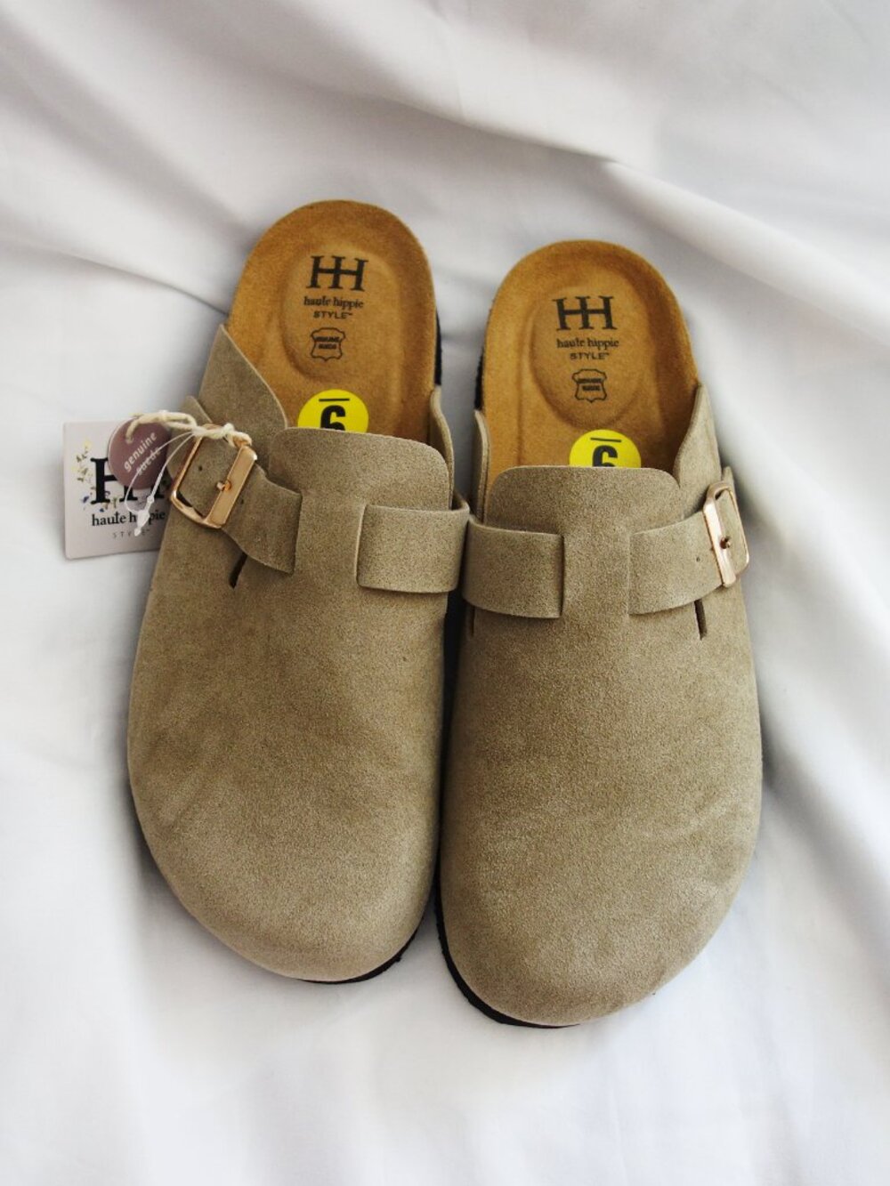 Haute Hippie Women’s Taupe Leather Suede Clogs Comfy (9) NWT!